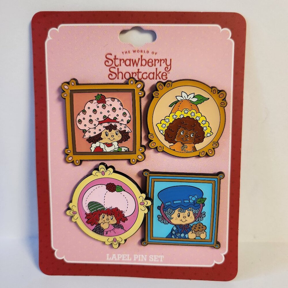Strawberry Shortcake Pin Set 4 Pins Characters Enamel Lapel Pin Set Authentic